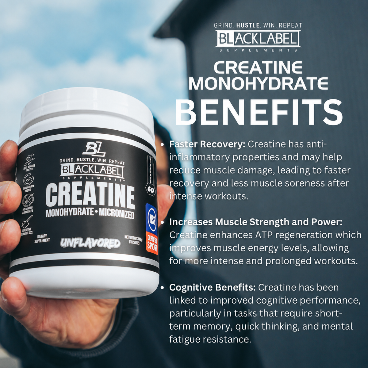 BLACKLABEL Creatine Monohydrate – 5g Pure Creatine