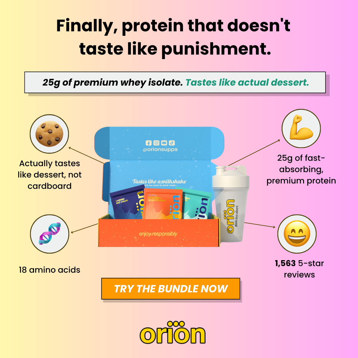 Orion Protein Starter Kit – 9 Samples + Shaker Bottle