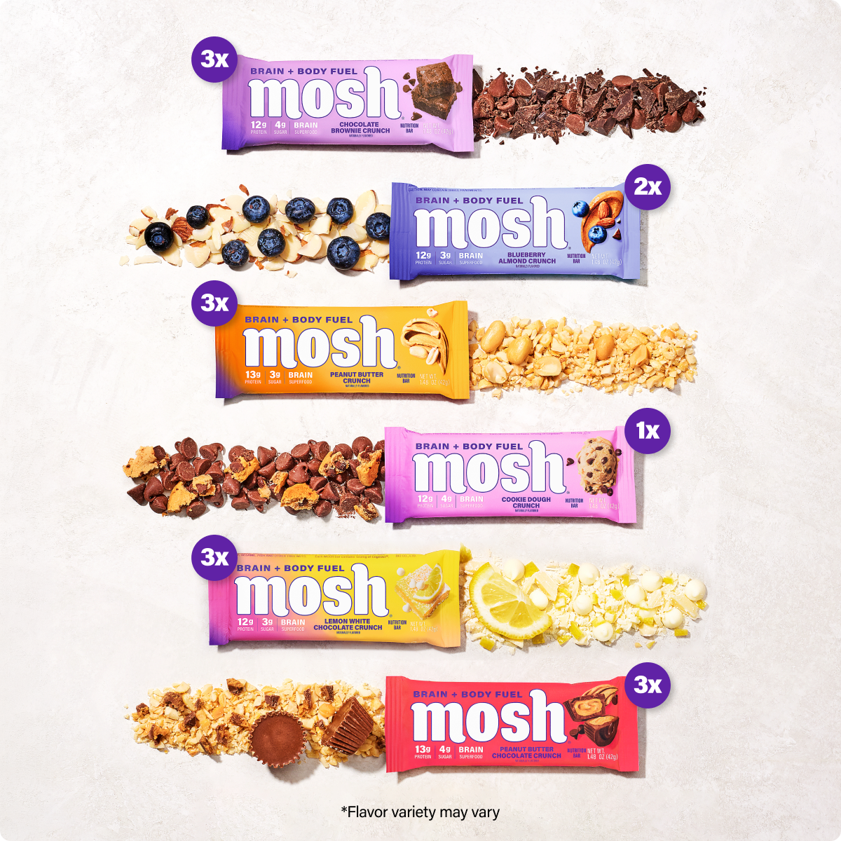 MOSH Protein Bars – Variety Pack (15 ct)